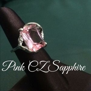 🆕SilverPlated Pink Sapphire CZ Gemstones Ring⭐️